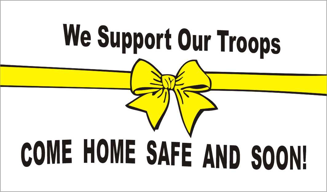 yellow ribbon wih words come home safe and soon